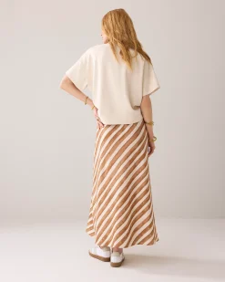 Ankle-length linen-blend skirt