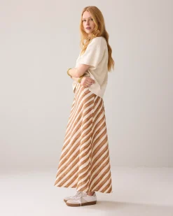 Ankle-length linen-blend skirt