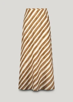 Ankle-length linen-blend skirt