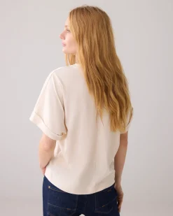 Artwork T-shirt with embroidered logo