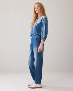 Barrel-fit stretch jeans