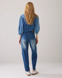 Barrel-fit stretch jeans