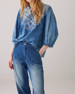 Barrel-fit stretch jeans