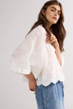 Blouse in 3D floral cotton