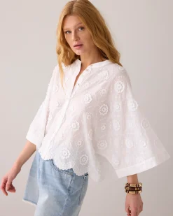 Blouse in 3D floral cotton