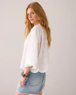 Blouse in 3D floral cotton