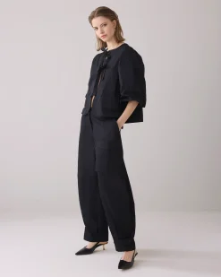 Blouse jacket with bow fastening