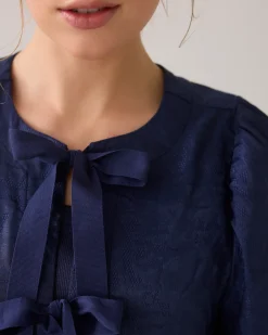 Blouse jacket with bow fastening