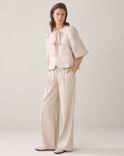 Blouse jacket with bow fastening