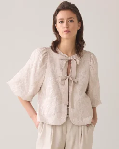 Blouse jacket with bow fastening