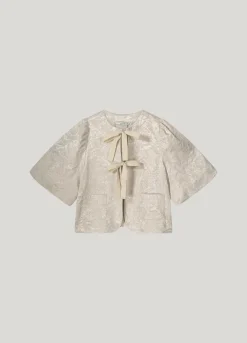 Blouse jacket with bow fastening