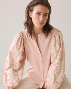 Blouse with embroidered sleeves