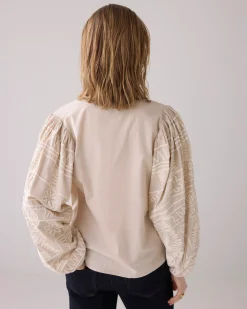 Blouse with embroidered sleeves