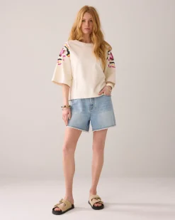 Hand-embroidered boxy jumper