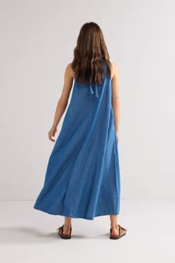 Long denim halter dress