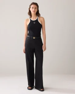 Long trousers with slit