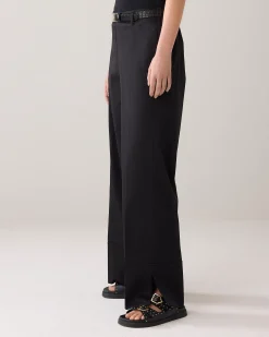 Long trousers with slit
