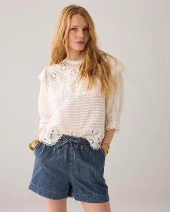 Loose fit denim short