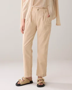 Tapered trousers in linen blend