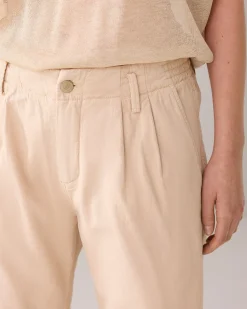Tapered trousers in linen blend