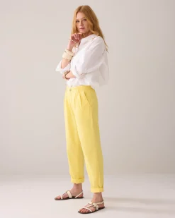 Tapered trousers in linen blend