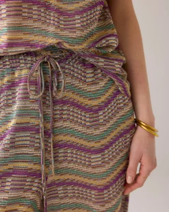 Wide trousers in Italian jacquard fabric