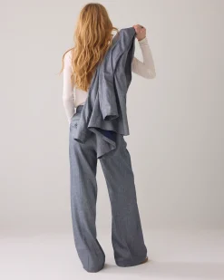 Wide-leg linen-blend trousers