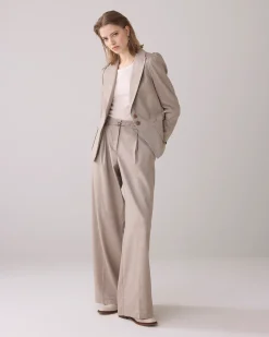 Wide-leg trousers in linen look